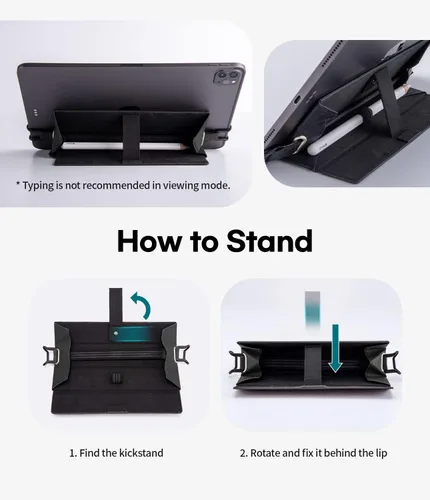 Vista 6 de Goospery [Soporte + soporte] Funda para Apple Pencil de 1ª y 2ª generación con cierre magnético, funda de piel elástica compatible con iPad Pro 12.9
