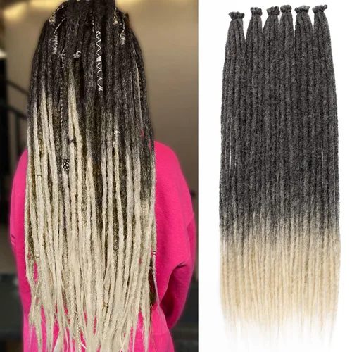 Vista 27 de Leeven Extensiones de Rastas Sintéticas de Doble Punta de 24 Pulgadas 30 Hebras Rastas Boho 613 Rubio 3 Estilos Mixtas Onduladas Rizadas DE Rastas