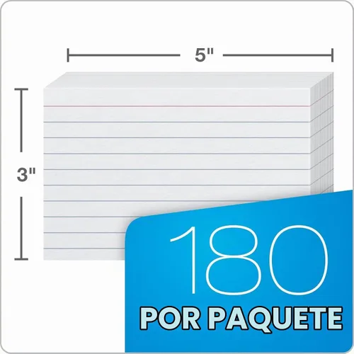 Vista 3 de Oxford Tarjetas de índice a rayas con bandeja de almacenamiento reutilizable, 3 x 5 pulgadas, 180 por paquete, tarjetas para escuela y estudio