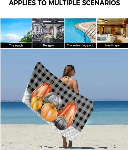 Vista 6 de Fall Pumpkins Bath Towels for Bathroom Set - Luxury Towels Gifts for Women,Quick Dry Beach Kitchen Hand Hair Face Yoga Workout Gym Towel and Dish