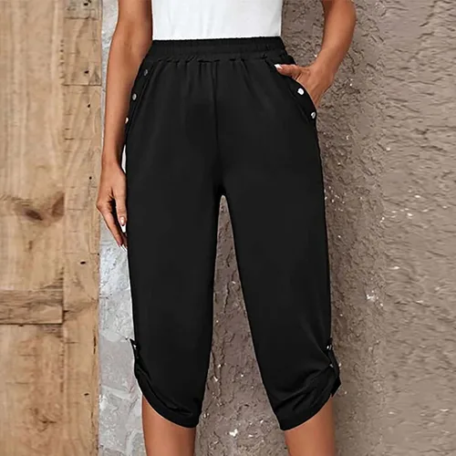 Vista 92 de Pantalones capri para mujer, estilo casual, de verano, elásticos, de cintura alta, pantalones de yoga, ajuste atlético, pantalones deportivos