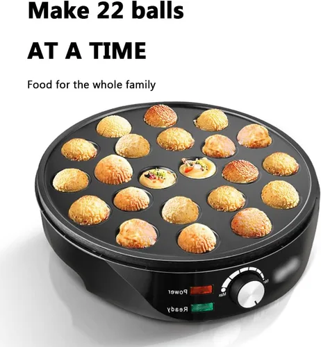 Vista 5 de Máquina eléctrica Takoyaki, Máquina de bocadillos domésticos Mini máquina Takoyaki de acero inoxidable, Máquina de pastel de pan para hornear gofres