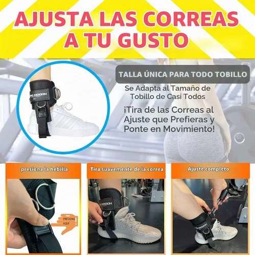 Vista 2 de AOHO MOOON Correas de tobillo para accesorios de máquina de cable, hebilla ajustable adecuada para hombres y mujeres, puños de tobillo de neopreno