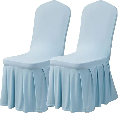 Vista 46 de Dimatic Juego de 2 fundas elásticas para sillas de comedor, fundas Parsons con falda, de elastano súper ajuste, funda protectora de asiento para Azul