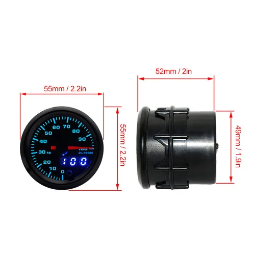 Vista 8 de Kit de medidor de presión de aceite,Medidor de presión de aceite eléctrico y remitente,Productos del sistema eléctrico automotriz,2In 52Mm Medidor