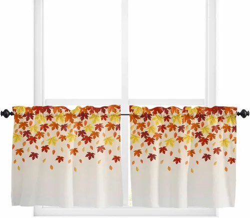 Vista 56 de Cenefas de Navidad de invierno para ventanas, cortinas de cocina con bolsillo para barra, cortinas con aislamiento térmico para ventana de baño