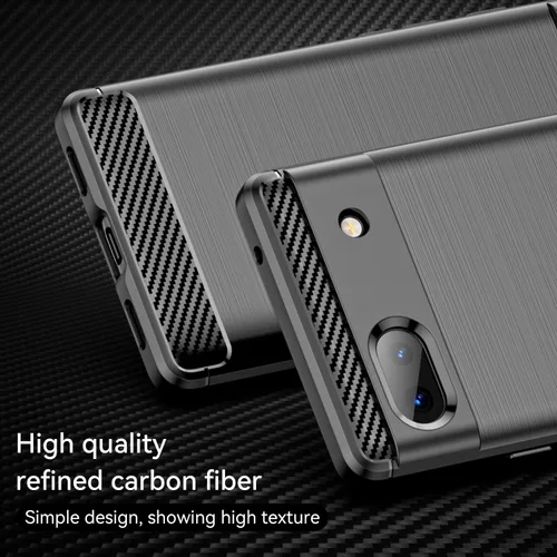 Vista 2 de Funda para teléfono Google Pixel 6A 5G, a prueba de golpes, protección anticaídas, funda flexible de fibra de carbono TPU (negro)