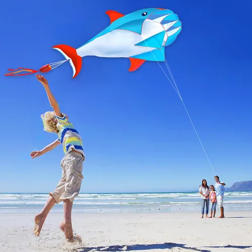 Vista 5 de HENGDA KITE 3D Kite for Kids and Adults,Easy to Fly,Excellent Fabric and Structure Design，Huge Frameless Soft Parafoil Giant Whales Dolphins Kite