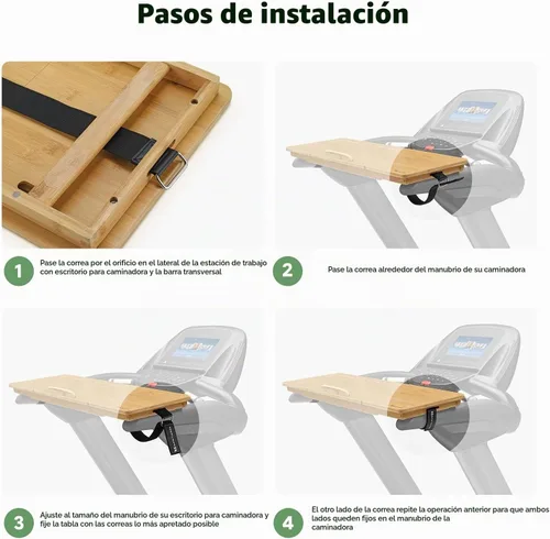 Vista 7 de Nnewvante Accesorio de escritorio para caminadora de bambú, soporte para computadora portátil, estación de trabajo, bandeja ajustable