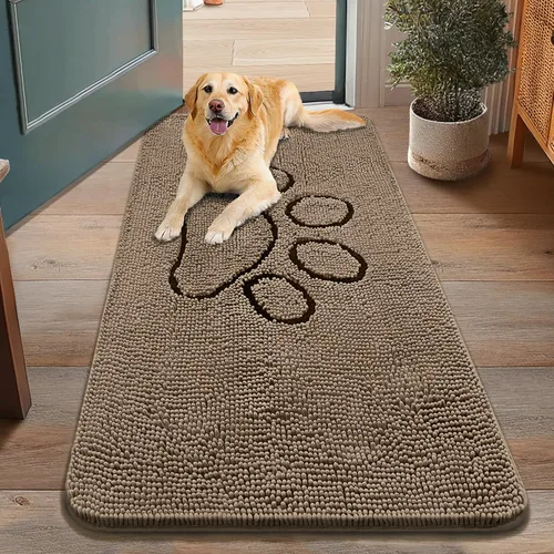 Vista 55 de Smiry Tapete para puerta de perro para patas fangosas, absorbente y Gris y negro