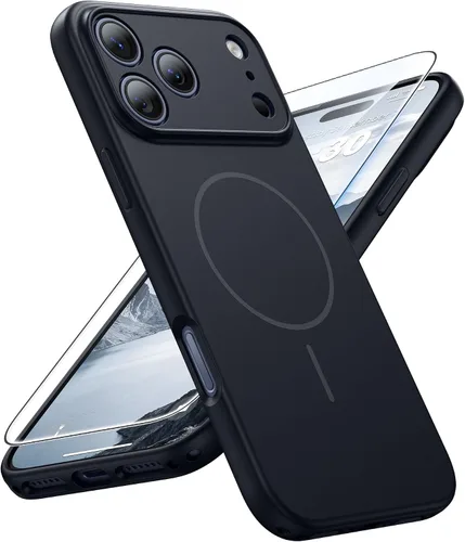 Vista 32 de FNTCASE Funda para iPhone 14 Pro Max color azul: [compatible con Magsafe] Funda magnética mate sólida con [protección completa de la cámara]