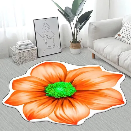 Vista 26 de Alfombra con forma de flor amarilla de 7 pies, alfombra de decoración de sala de estar, adecuada para baño, dormitorio y sala de estar, parte 5