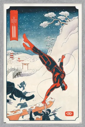 Vista 13 de Trends International Marvel Comics Daredevil - Póster de pared ninja, 22.4 pulgadas de largo x 14.7 pulgadas, versión enmarcada en madera de granero