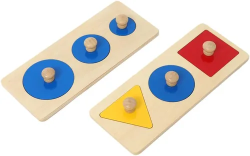 Vista 9 de Rompecabezas Montessori de Múltiples Formas, Primeras Formas, Rompecabezas de Madera con Perilla Jumbo, Rompecabezas de Formas Geométricas