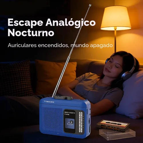 Vista 3 de Reproductor grabador de casetes portátil con radio AM/FM, convertidor de cinta a USB, estilo Walkman, altavoz de 200mW, alimentado por batería