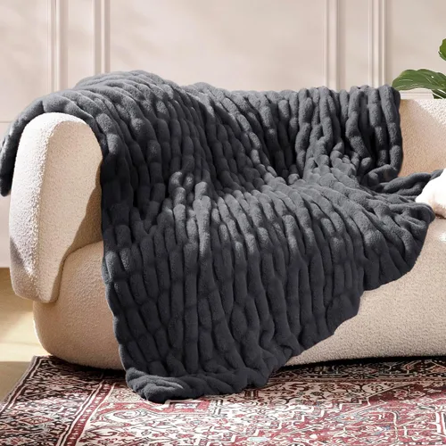 Vista 11 de Manta de piel sintética ultrasuave y acogedora, manta mullida de felpa gruesa de burbujas, manta mullida de lujo de gran tamaño para sofá, cama