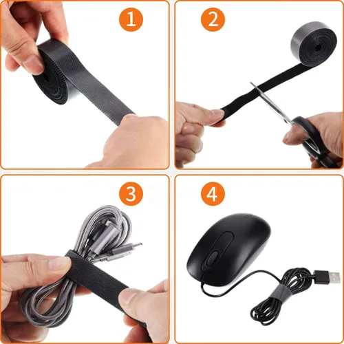 Vista 3 de IFNOW Cinta de Gancho y Bucle de 32 Pies Cinta de Sujeción Reutilizable Bridas para Cables de Doble Cara de Gancho y Bucle Gestión de Cables