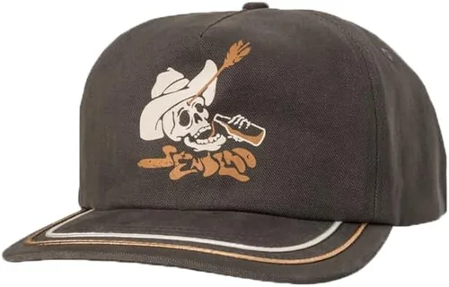 Vista 4 de Sendero Provisions Co. Tiro Muerto Screen Printed El Snapback Sombrero Azul, Gris