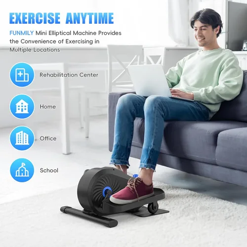 Vista 6 de FUNMILY Under Desk Elliptical, Under Desk Bike Pedal Exerciser, Fully Assembled Leg Exerciser 2 in 1 Seated Standing Elliptical, Ultra-Quiet Mini