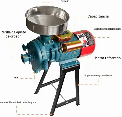 Vista 4 de NAIZEA Molino de grano eléctrico 3000W - Molinillo de cereales secos húmedos, molino de maíz, máquina de molino de grano comercial resistente