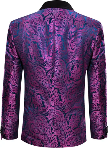 Vista 2 de Barry.Wang Blazer para hombre, abrigo deportivo de cachemira, chaqueta de traje ligero, esmoquin regular, flores, Mardi Gras, regalo de carnaval