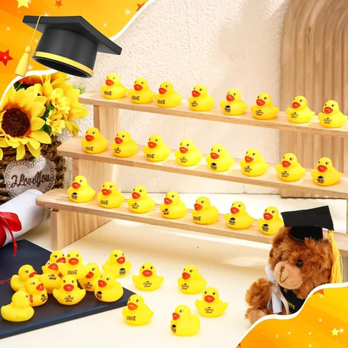 Vista 5 de MiniInflat 100 patos de goma de graduación de clase 2026 a granel 2026 Congrats Grad, varios patos de goma para graduación, juguetes de pato
