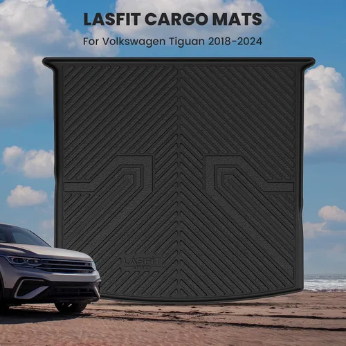 Vista 8 de LASFIT - Tapete de carga 3D para maletero de Volkswagen VW2018-2024 (ajuste 5 asientos), protección para todo tipo de clima, tapete de TPE de alta