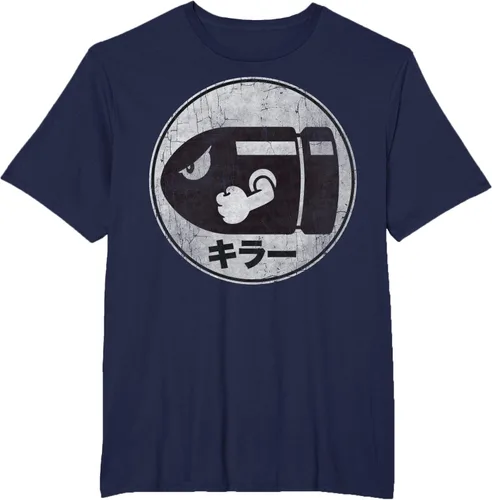 Vista 47 de Super Mario Camiseta con logotipo de Bullet Bill Distressed en Kanji