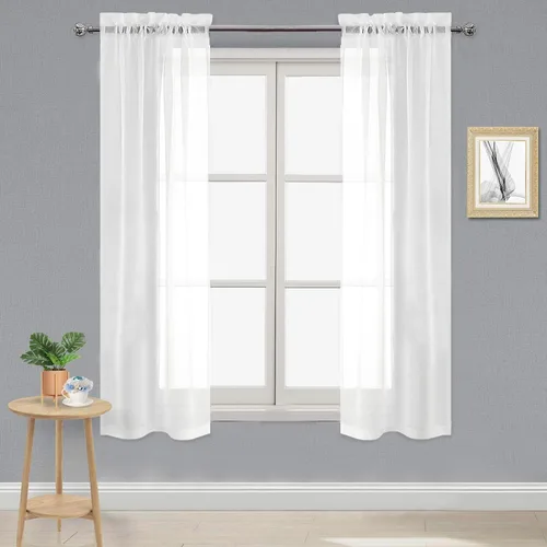 Vista 129 de DWCN Cortinas Transparentes Aqua de Voile Semitransparente con Bolsillo para Barra para Dormitorio y Sala de Estar, 36 x 36 pulgadas de Largo, Juego