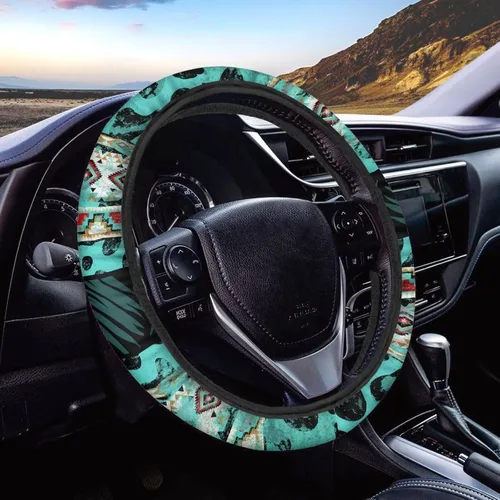 Vista 19 de FOR U DESIGNS Funda de volante con estampado de alpaca, antideslizante, suave, ajuste universal, protector de volante de automóvil de 15 pulgadas