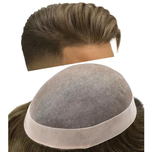 Vista 17 de Mens Toupee Hair Piece Real Human Hair Fine Mono Toupee para hombres Sistema de reemplazo de cabello para hombre Postizo Protesis Capilar Para