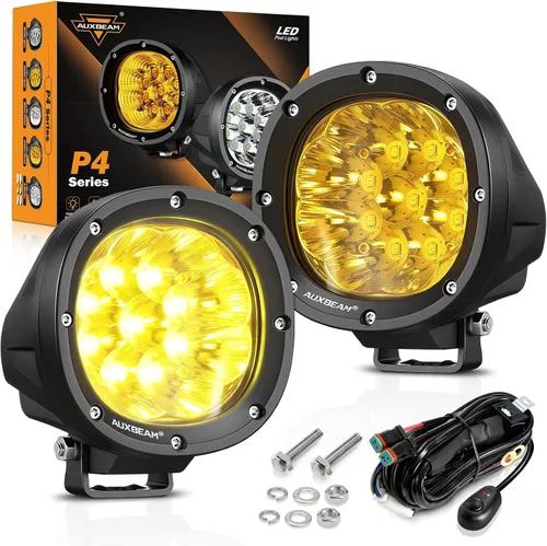 Vista 11 de Auxbeam C4 Series - Fundas protectoras redondas negras de 4 pulgadas, a presión, par PC Protective Covers, Snap-On Tool-Free Installation, Shields
