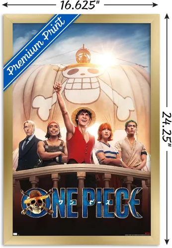 Vista 3 de Trends International Netflix One Piece - Póster de pared de una hoja, 14.72 x 22.37 pulgadas, versión enmarcada dorada Versión con marco dorado