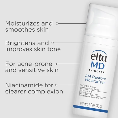 Vista 2 de EltaMD AM & PM - Kit hidratante facial con limpiador facial espumoso diario, suave para pieles sensibles