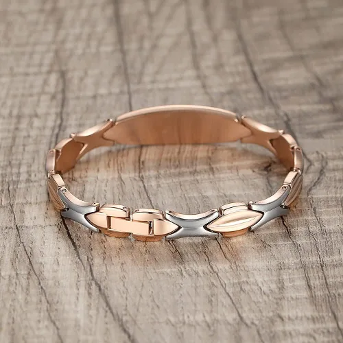 Vista 3 de LinnaLove Pulseras de alerta médica personalizadas para mujer pulseras médicas de emergencia de acero inoxidable con grabado gratuito 75 Metal Sin