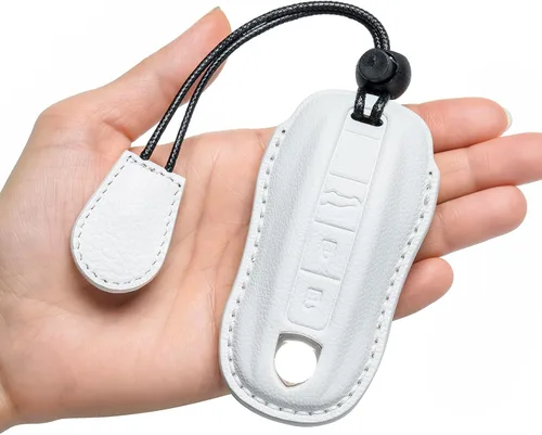 Vista 10 de para Funda de Llavero de Cuero Genuino con Keychain, Protector de Estuche de Llaves de Cuero Compatible con Panamera, 911, Cayenne, Macan