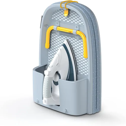 Vista 9 de Joseph Joseph Pocket Plus - Tabla de planchar compacta plegable para ahorrar espacio con soporte para plancha y montaje en pared, Azul/Negro