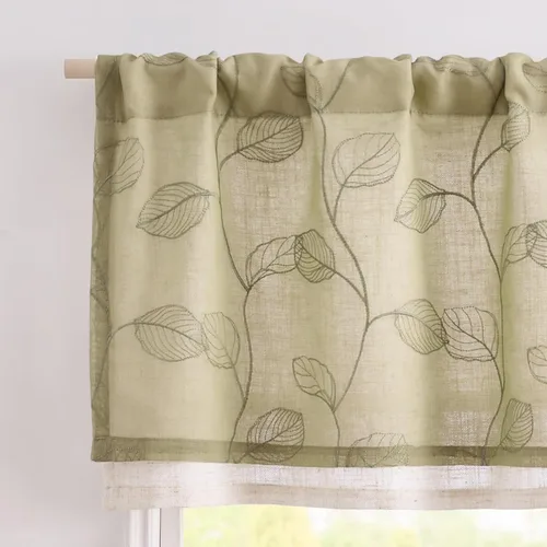 Vista 20 de Jinchan - Cenefa con volantes para cocina, cenefa de lino arrugado y cruzado, estilo shabby chic de casa de campo y cabaña, para sala de estar