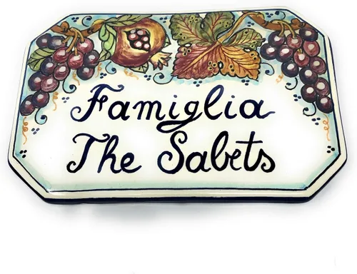 Vista 3 de CERAMICHE D'ARTE PARRINI - Azulejo de cerámica italiana de cerámica personalizada Número de casa placas cívicas decoradas frutas pintadas a mano