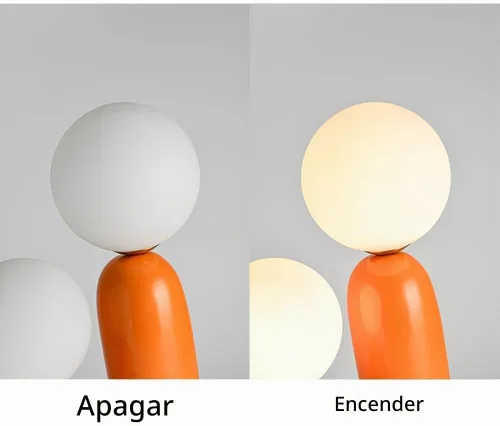 Vista 9 de Lámpara de mesa moderna naranja en forma de cactus con 2 luces, lámpara de seta, esfera de leche blanca de vidrio, lámparas de mesa bonitas