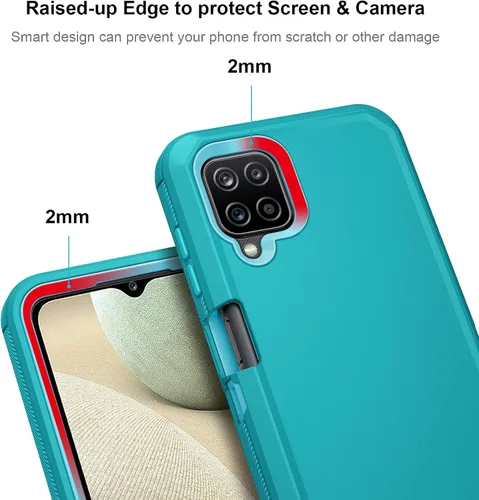 Vista 5 de Jiunai Funda para Samsung Galaxy A12, resistente de doble capa a prueba de golpes, protección contra caídas, deportes al aire libre, funda de goma