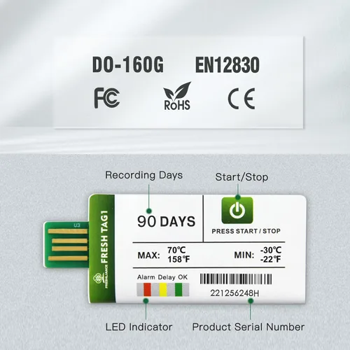 Vista 9 de Freshliance - Registrador de datos de temperatura desechable USB con 30000 puntos, informes PDF CSV automáticos de alta precisión, 7 días de uso