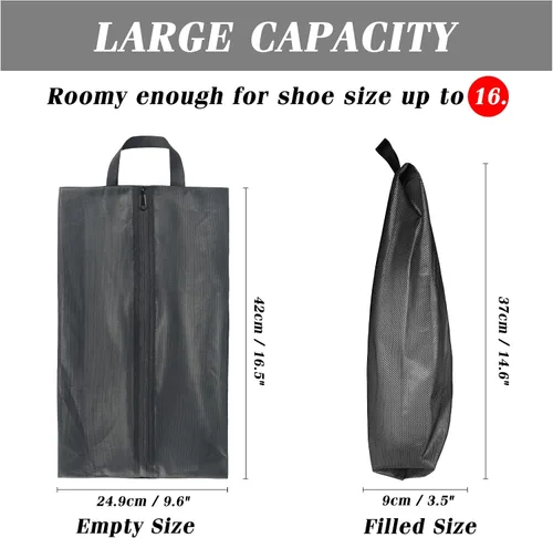 Vista 3 de Moyad Bolsa para zapatos de viaje para hombres y mujeres, paquete de 2 bolsas grandes XXL para zapatos con cremallera, organizador de zapatos, bolsa