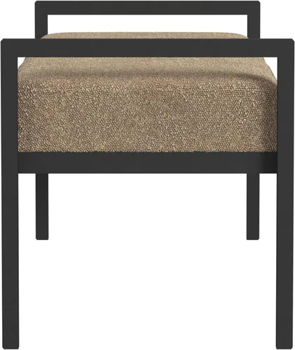 Vista 10 de HomePop Banco de metal moderno Banco para sala de estar y dormitorio Muebles decorativos para el hogar - Brown Boucle