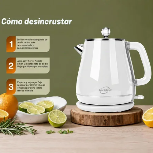 Vista 6 de Hervidor eléctrico de 1.8L, hervidor de té con ebullición rápida Blanco