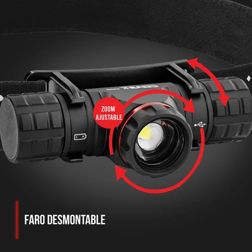 Vista 3 de Coast® XPH34R 2075 lúmenes USB-C recargable de doble potencia con linterna frontal LED PURE Beam® Twist Focus™ y base magnética