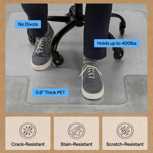 Vista 4 de GORILLA GRIP Tapete antideslizante para silla de oficina para suelos de alfombra, protector de suelo alfombrado suave debajo del escritorio, tapetes