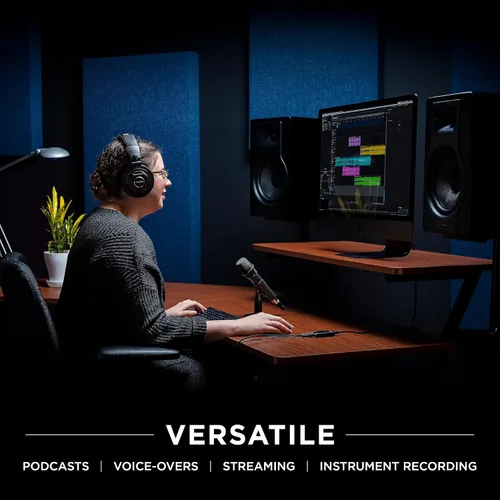Vista 3 de Marantz Professional M4U - Micrófono de condensador USB para proyectos de podcast y transmisión con interfaz de audio, cable de micrófono y soporte