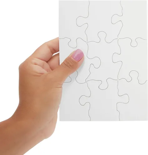 Vista 6 de Rompecabezas en blanco para dibujar, rompecabezas de bricolaje y piezas para escribir, aprendizaje interactivo y espacios en blanco para niños, 24