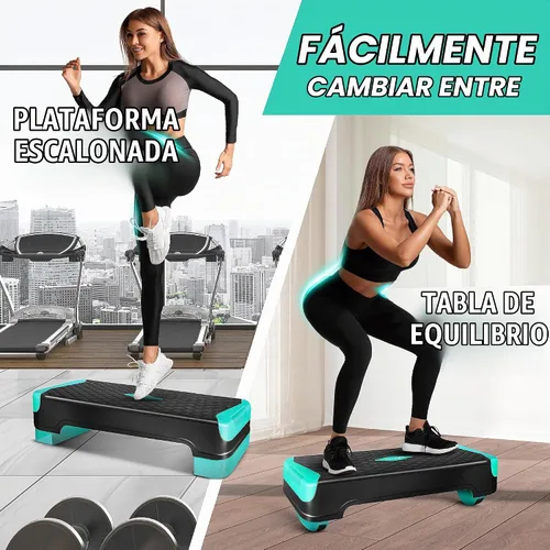 Vista 5 de Yes4All Plataforma de Step Aeróbico Ajustable 2 en 1 Stepper para Ejercicios de Fitness con Patas de Tabla de Equilibrio Basculante